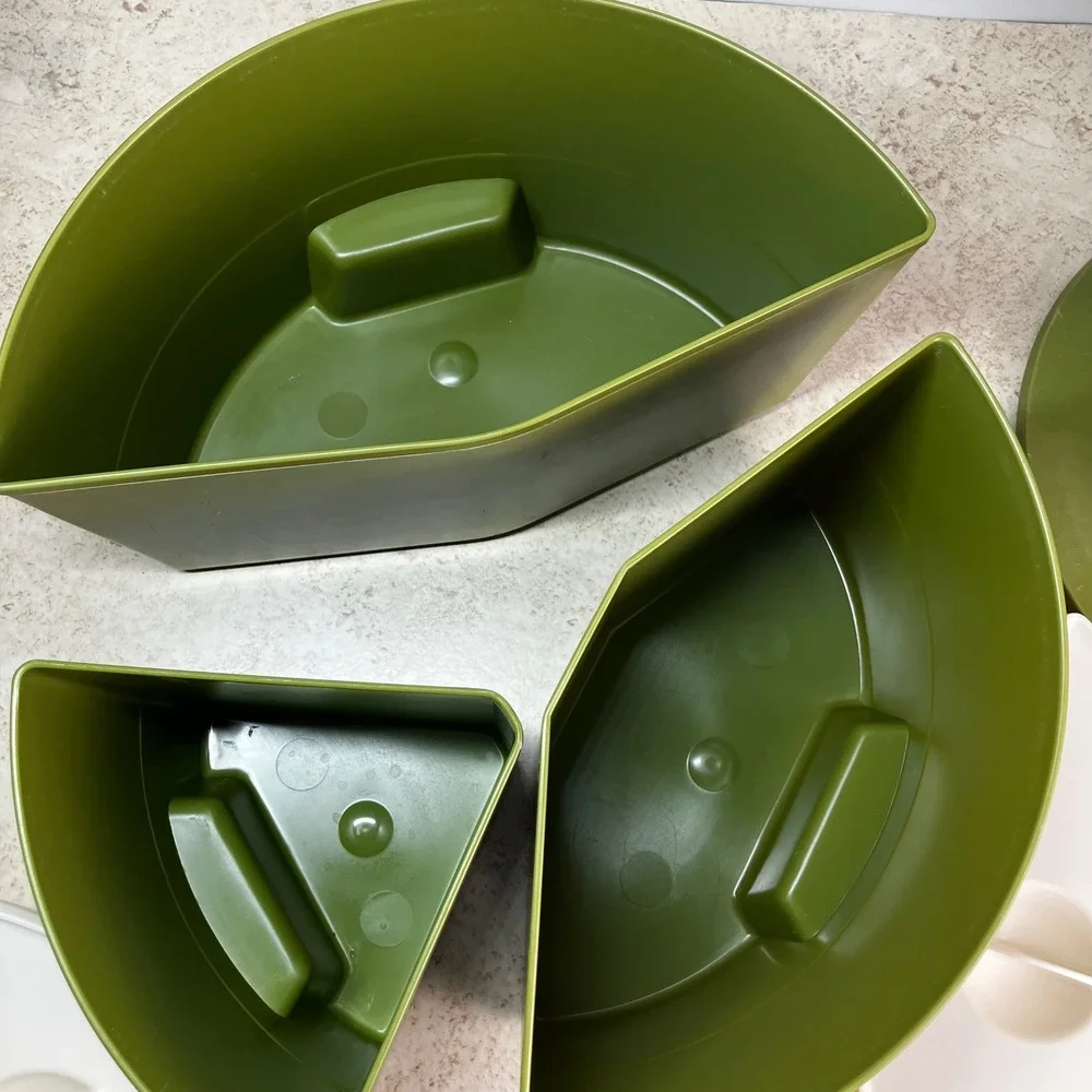 Rubbermaid Carousel Server Vintage Avocado Green Mod Flower Lazy Susan Kitchen